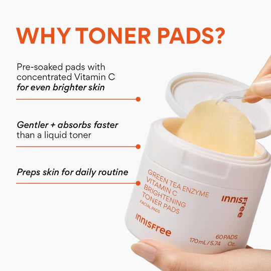 INNISFREE GREEN TEA ENZYME VIT C BRIGHT PADS