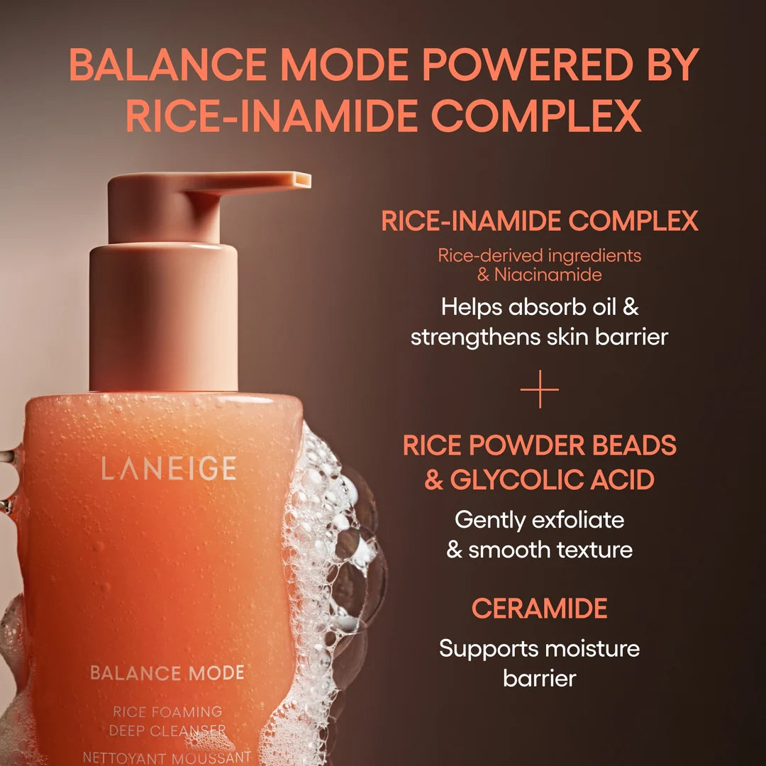 LANEIGE BALANCE MODE RICE FOAMING DEEP CLEANSER