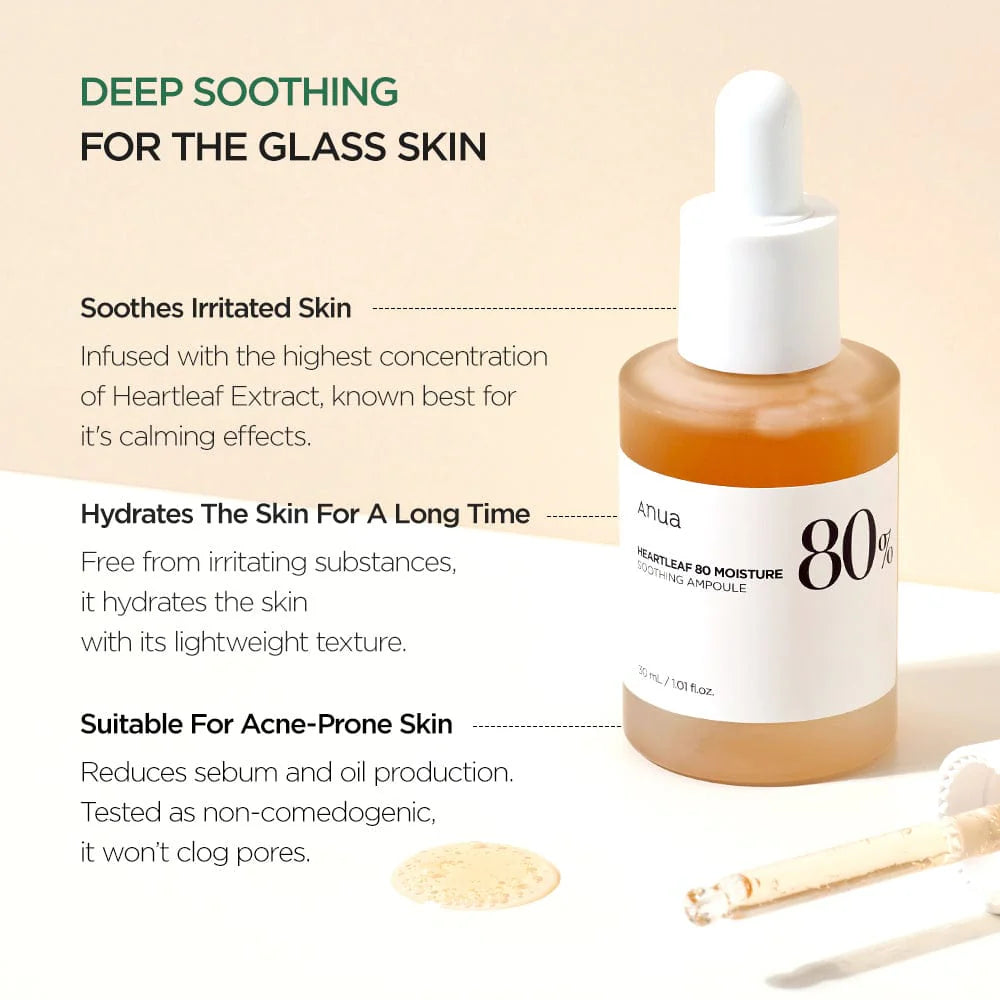 ANUA HEARTLEAF 80 MOISTURE SOOTHING AMPOULE 30ML
