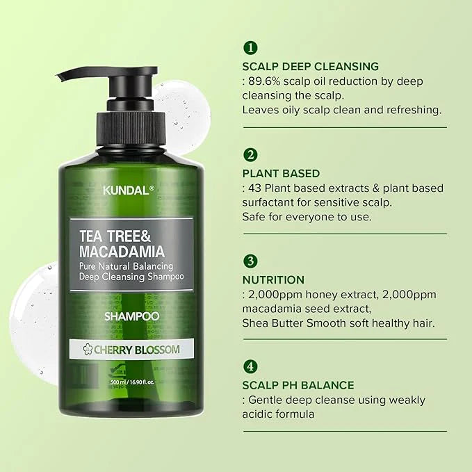 KUNDAL TEA TREE & MACADAMIA DEEP CLEANSING SHAMPOO 500ML